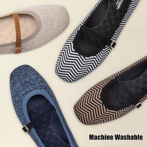 Frank Mully Mary Jane Women Blueb Mesh Slip on Square-Toe Ankle Strap Flat Shoes - Picture 5 of 7